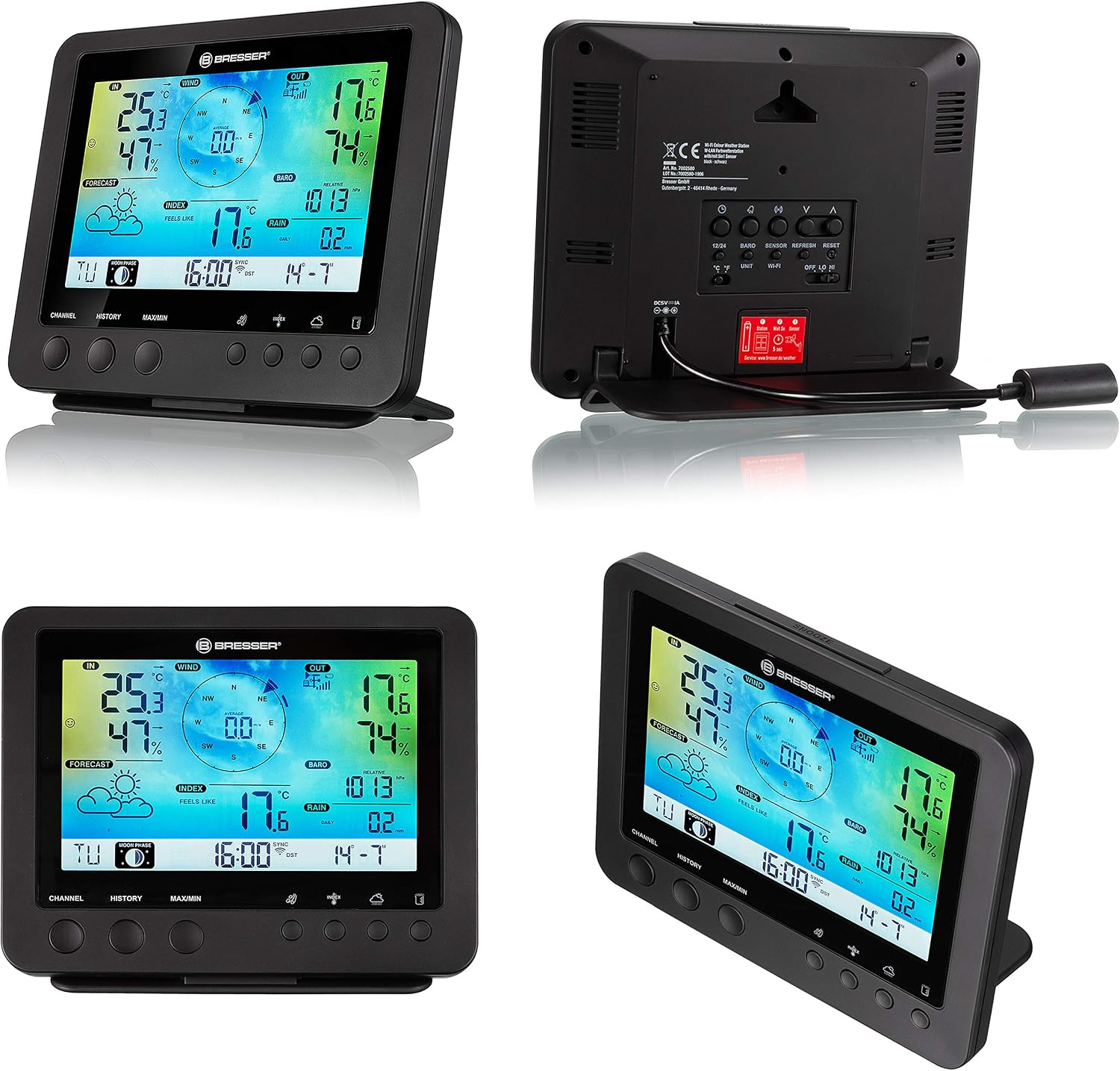 Thumbnail 3 de Bresser Wetterstation Funk 5-in-1 schwarz mit WLAN & Farb-Display – inkl. Außensensor für Wetterdaten