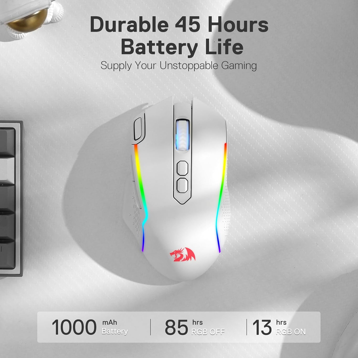 Detalle de Redragon M810 Pro Wireless Gaming Mouse: 10000 DPI, 8 Macro Keys & 45‑Hour Battery