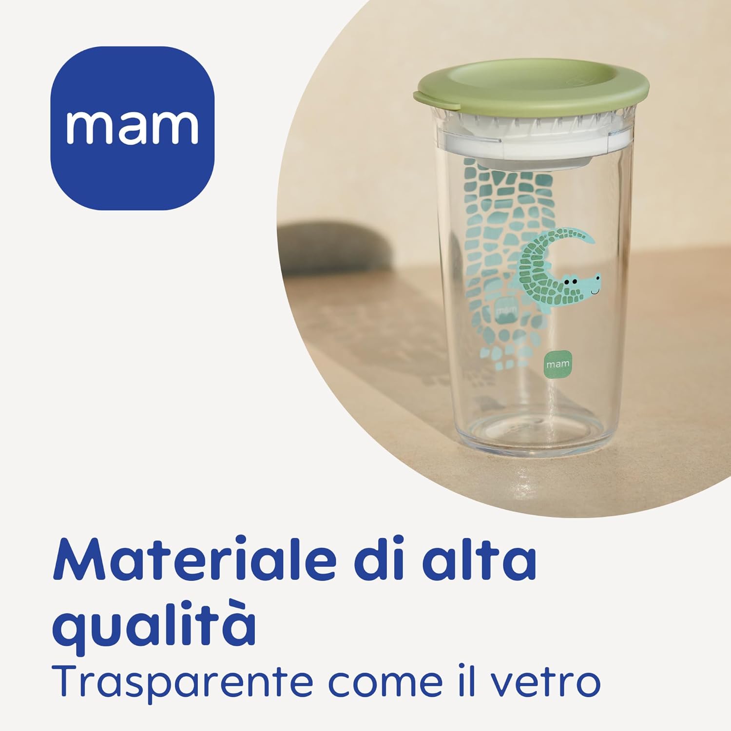 Thumbnail 4 de MAM Easy to Drink Cup 360° (set da 2 da 290 ml) con valvola 360° anti-perdite, tazza bambini 8m+ in Tritan trasparente – verde