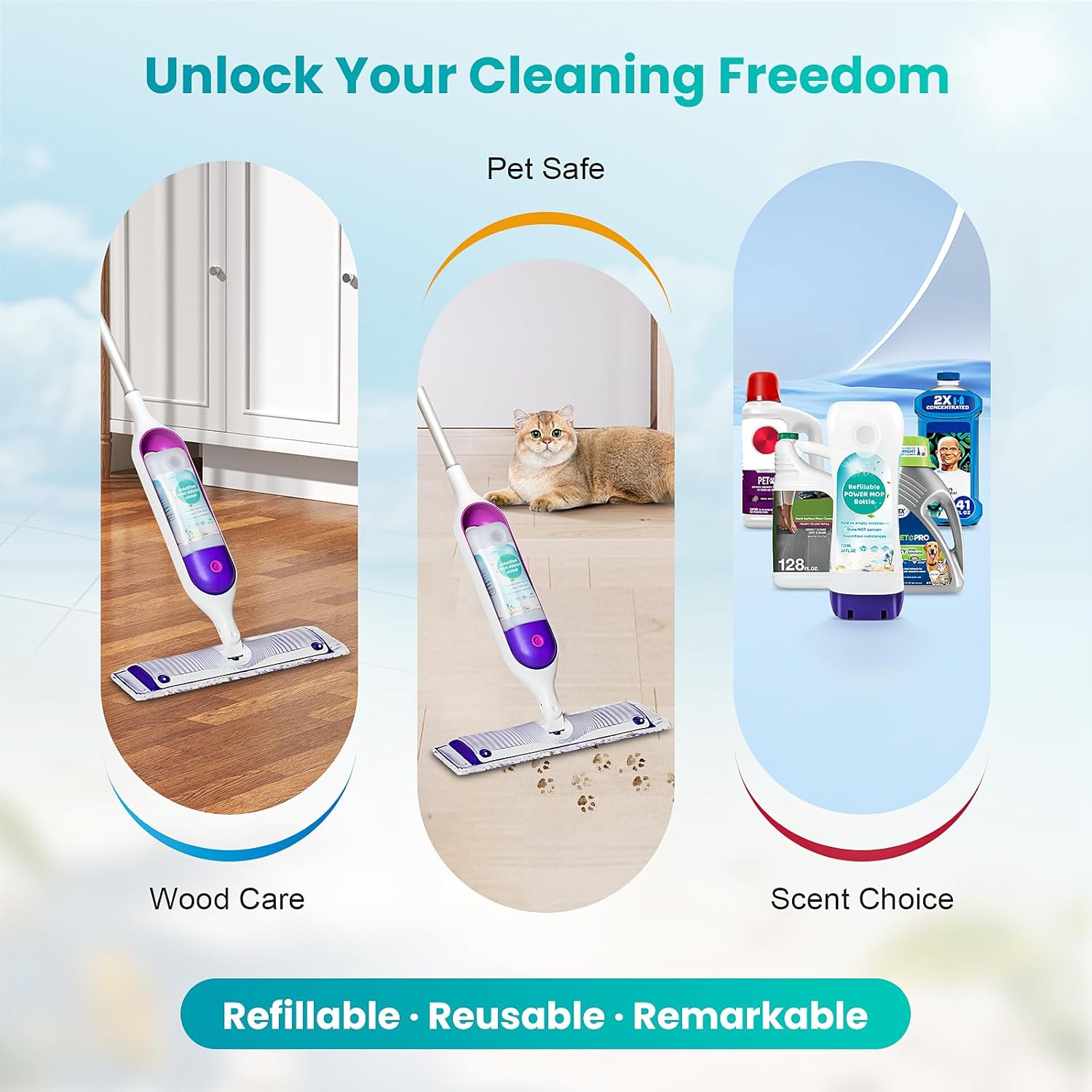 Thumbnail 6 de Bisenkud 720 mL Leak-Resistant Refill Bottle for Swiffer Power Mop