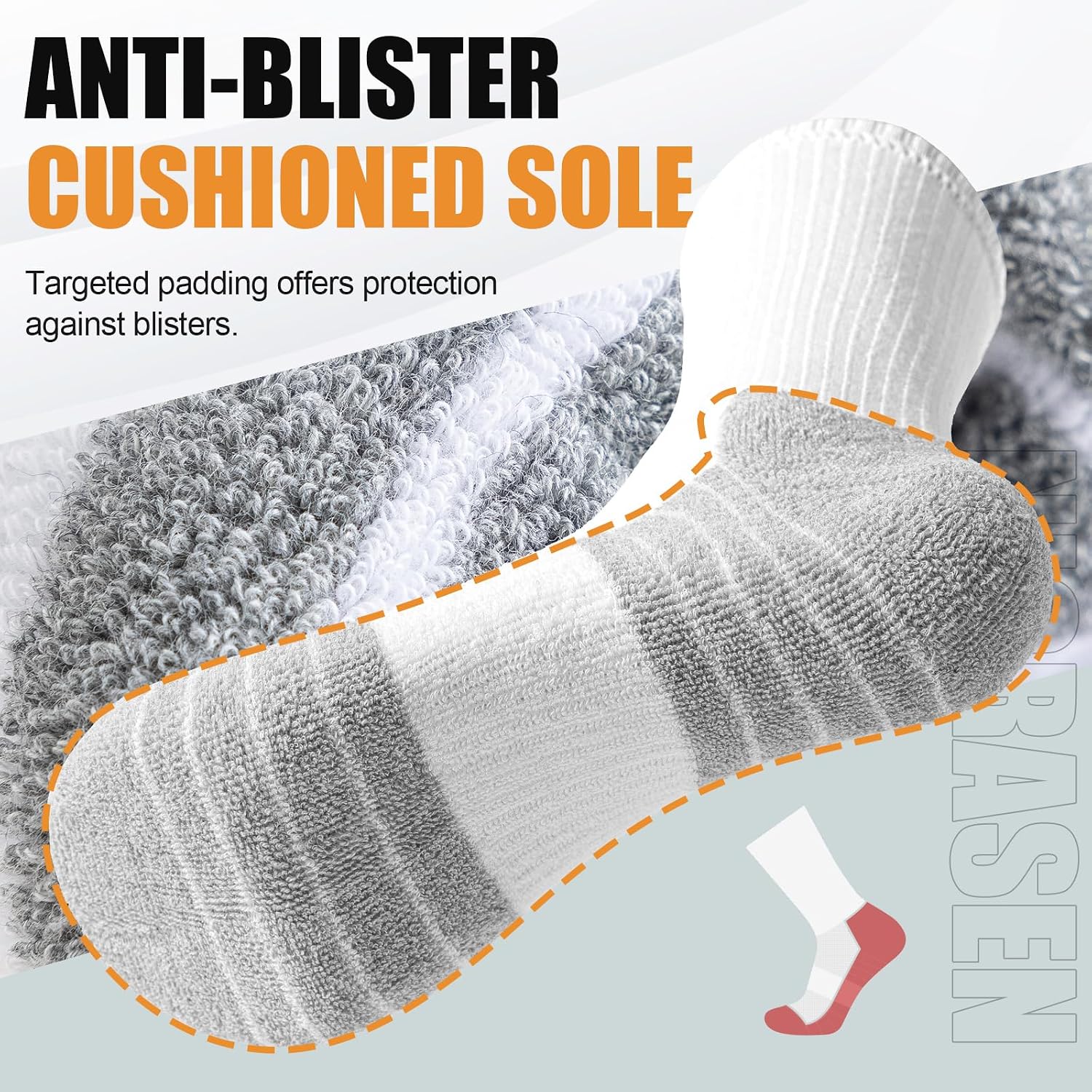 Detalle 2 de Niorasen 6 Pairs Mens Cushioned Sports Socks