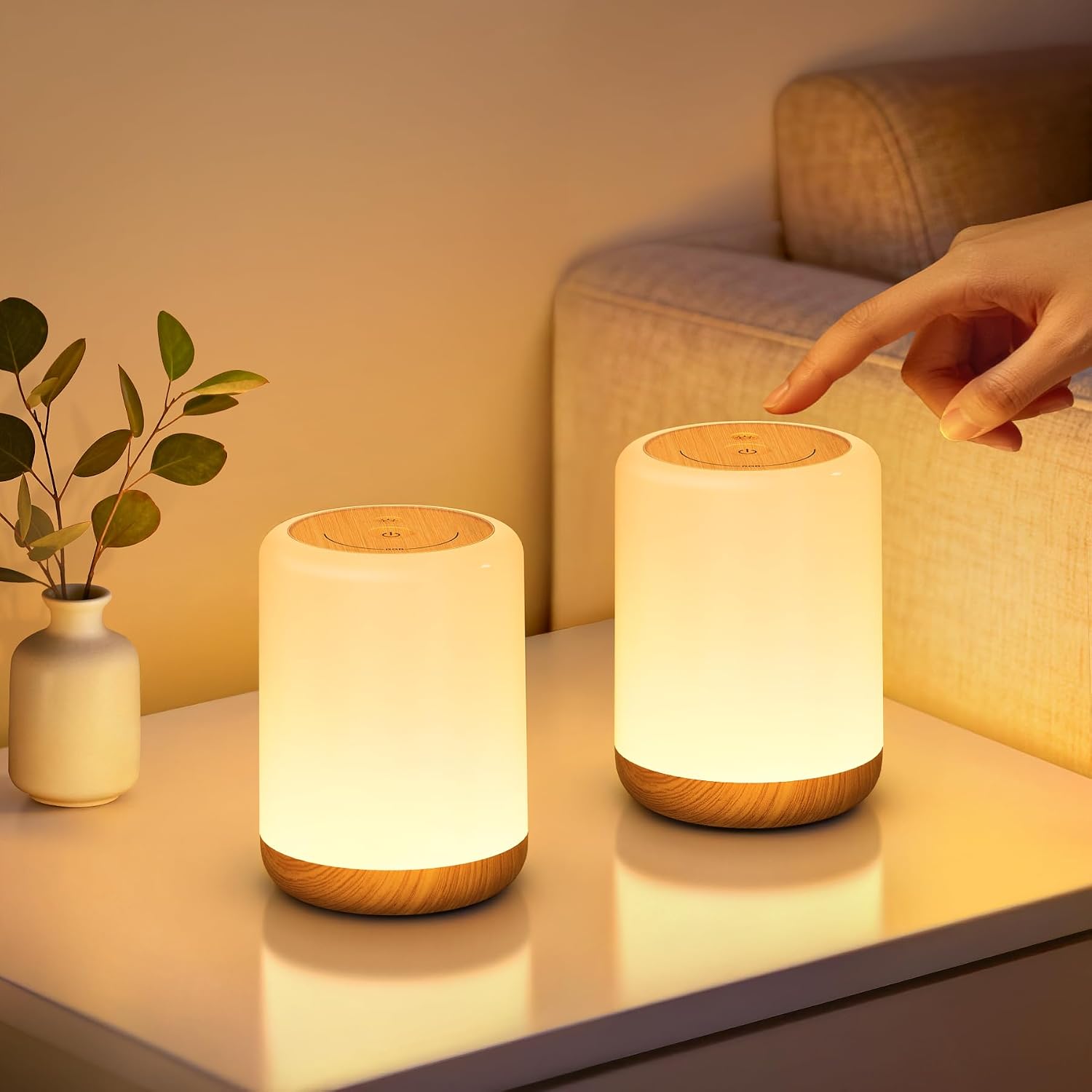 Imagen de VIWAVE 2er Set Nachttischlampe für Kinder mit 256 RGB & Timer (akkubetrieben, Touch) en OfertitasTOP