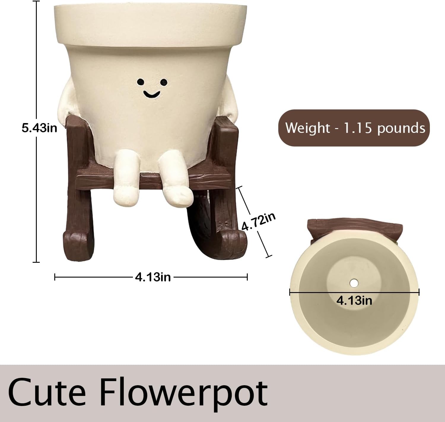 Detalle de Smiley Face Planter Pot with Drainage Hole