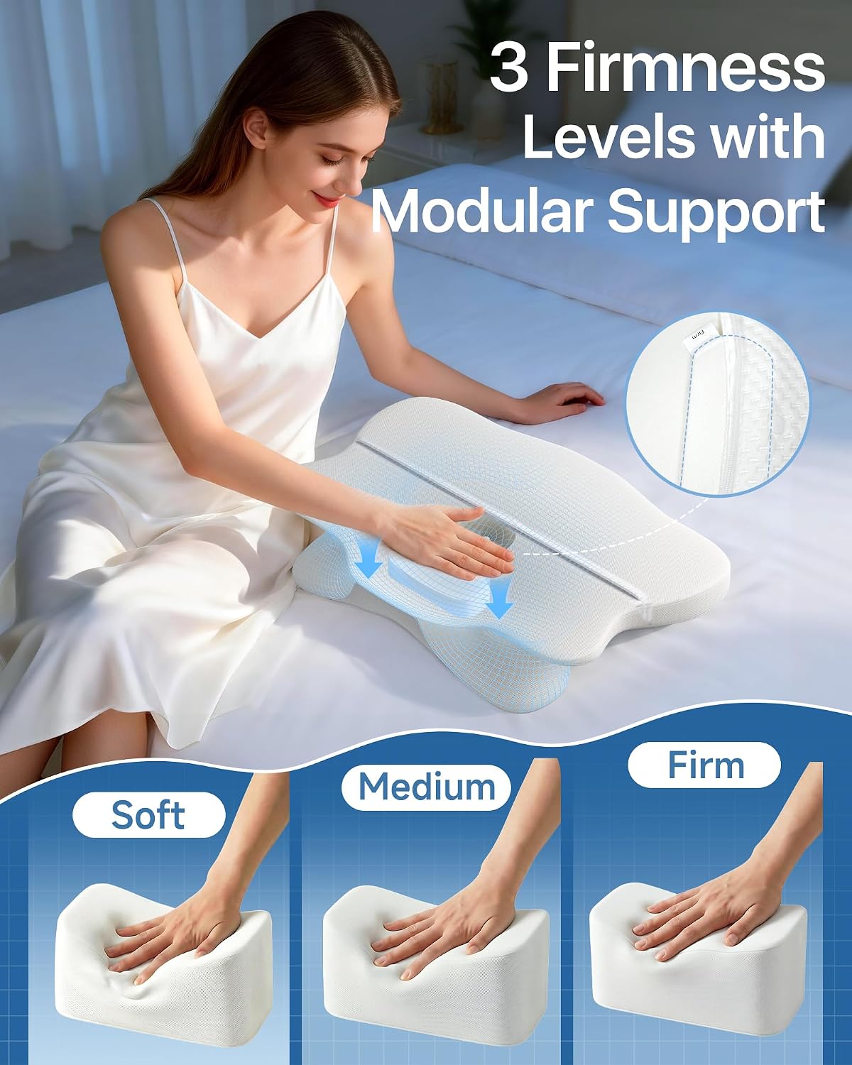 Detalle 2 de iSkey Ergonomic Cervical Pillow with 3 Firmness Levels and Butterfly Contour