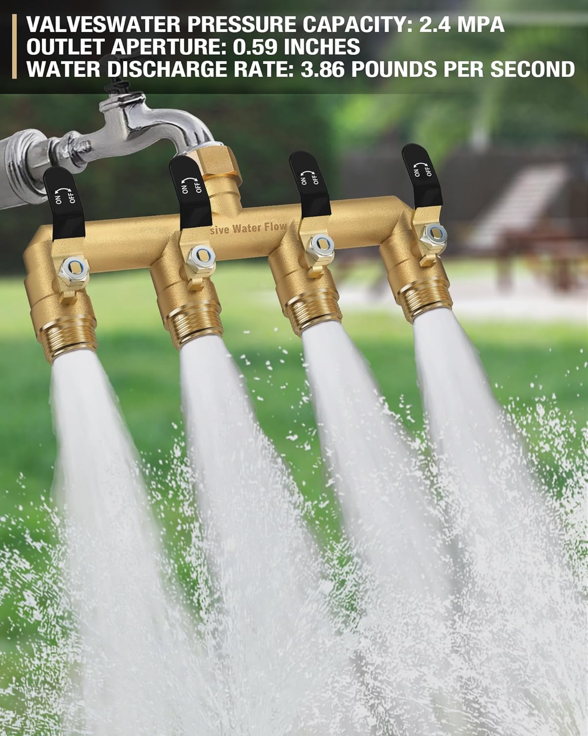 Thumbnail 3 de HugWaFlw Outdoor Tap Splitter 4-way garden hose splitter (3/4 inch) in solid brass