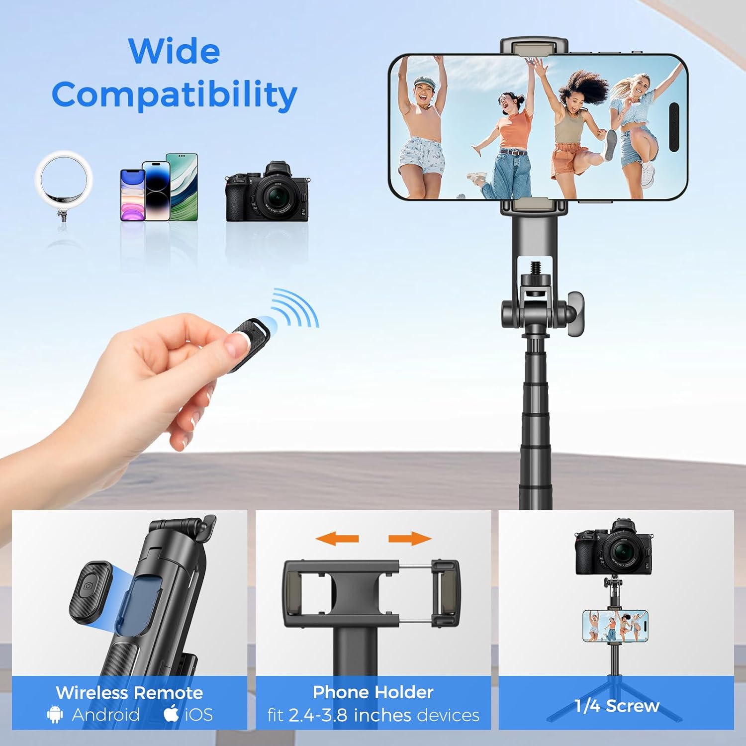 Thumbnail 5 de Selfie Stick Travel Tripod 50 in
