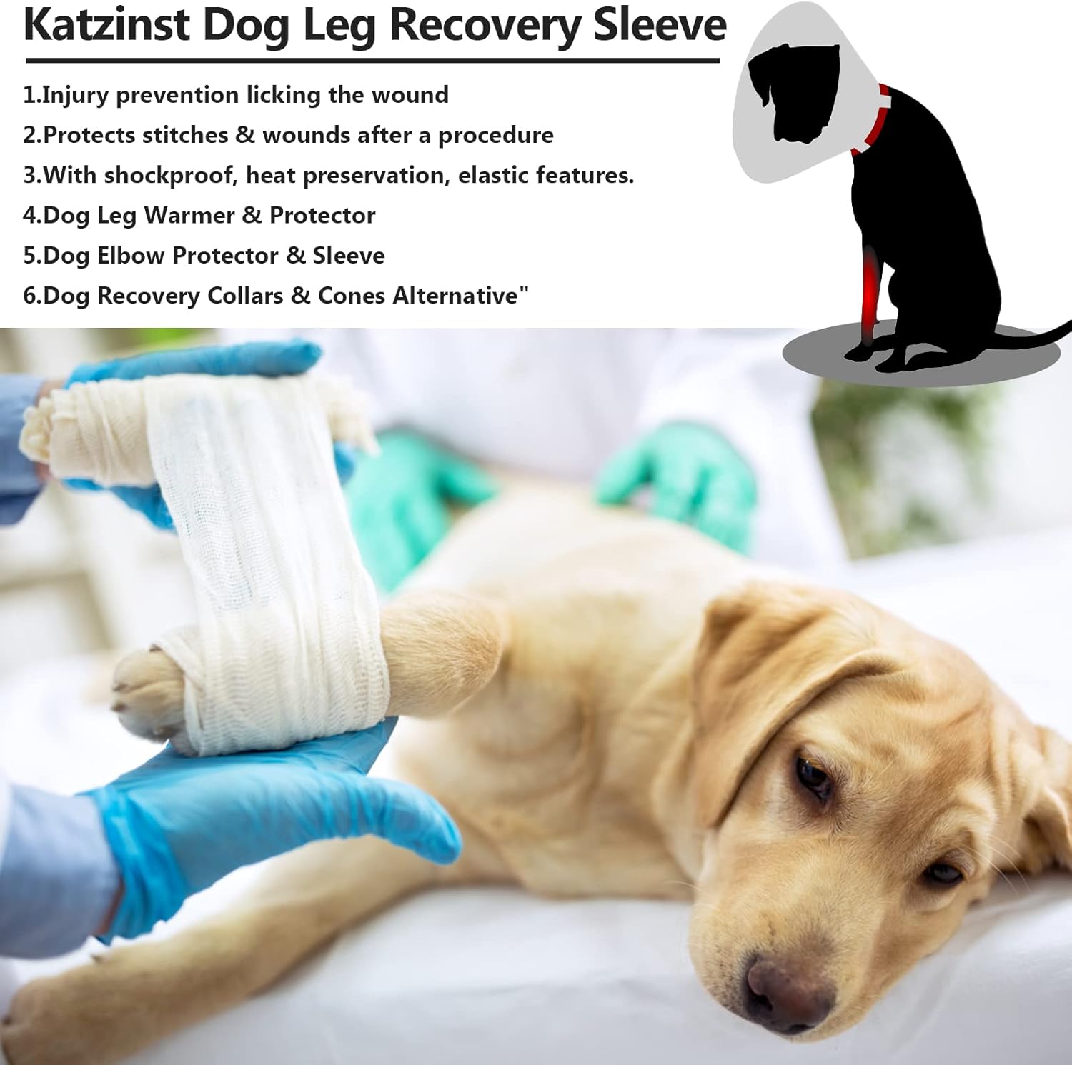 Detalle 2 de Recovery Sleeve Dog: Elbow Pads for Dogs – Front/Right or Left Leg Sleeve Protector