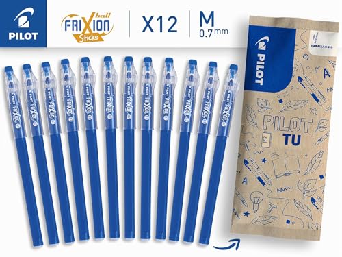 Detalle de PILOT Set 12 FriXion Ball Stick Blu: penne cancellabili con punta media 0.7 mm