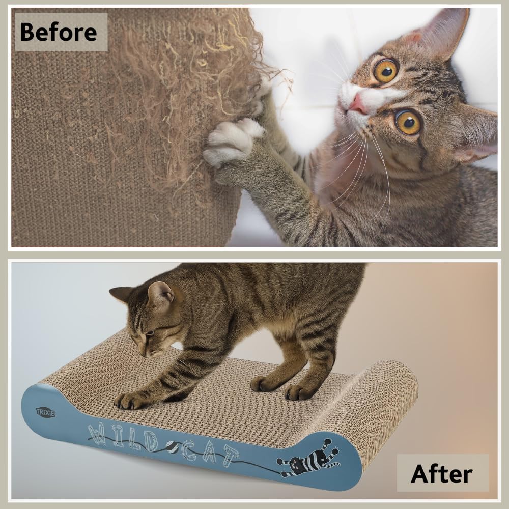 Thumbnail 2 de TRIXIE Wild Cat Scratching Board – Robust Corrugated Cardboard Cat Scratcher with Catnip (41 × 24 × 7 cm)