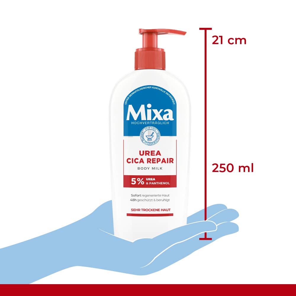 Detalle de Mixa Urea Cica Repair Body Milk – beruhigende Körpermilch mit 5 % Urea & Panthenol, 250 ml (2er Pack)