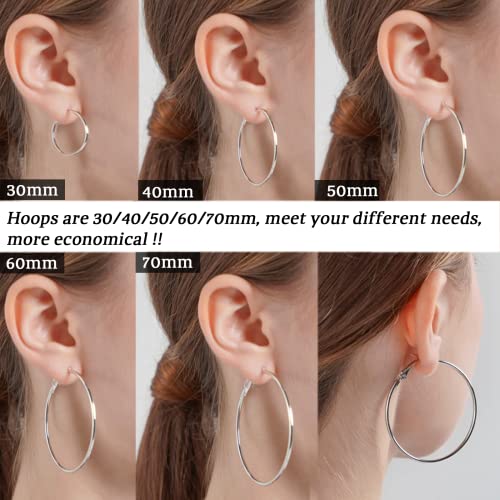 Thumbnail 3 de Senteria Gold Hoop Earrings for Women | Stainless Steel, Hypoallergenic, 30–70mm — 5-Pair Set