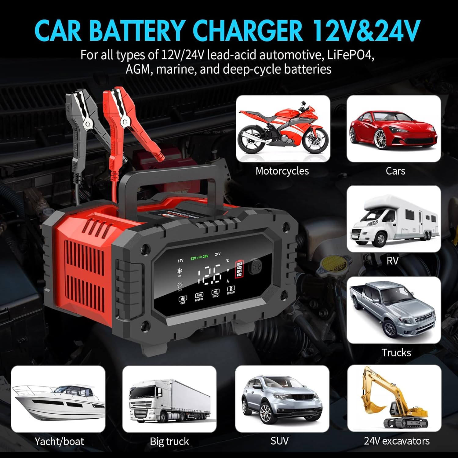 Thumbnail 5 de YONHAN Battery Charger 20A 12V/24V automotive battery charger