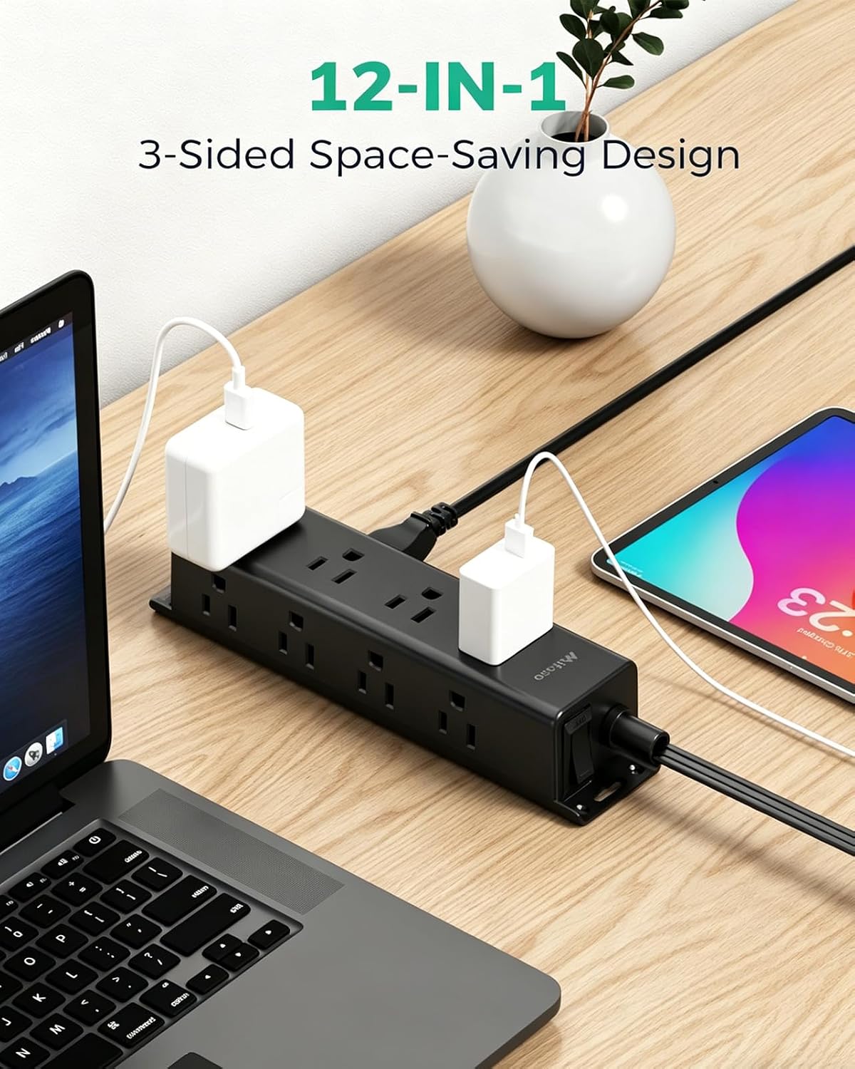 Thumbnail 1 de Mifaso MFS9WACB 12-Outlet Surge Protector, 900-Joule, 5-ft Cord