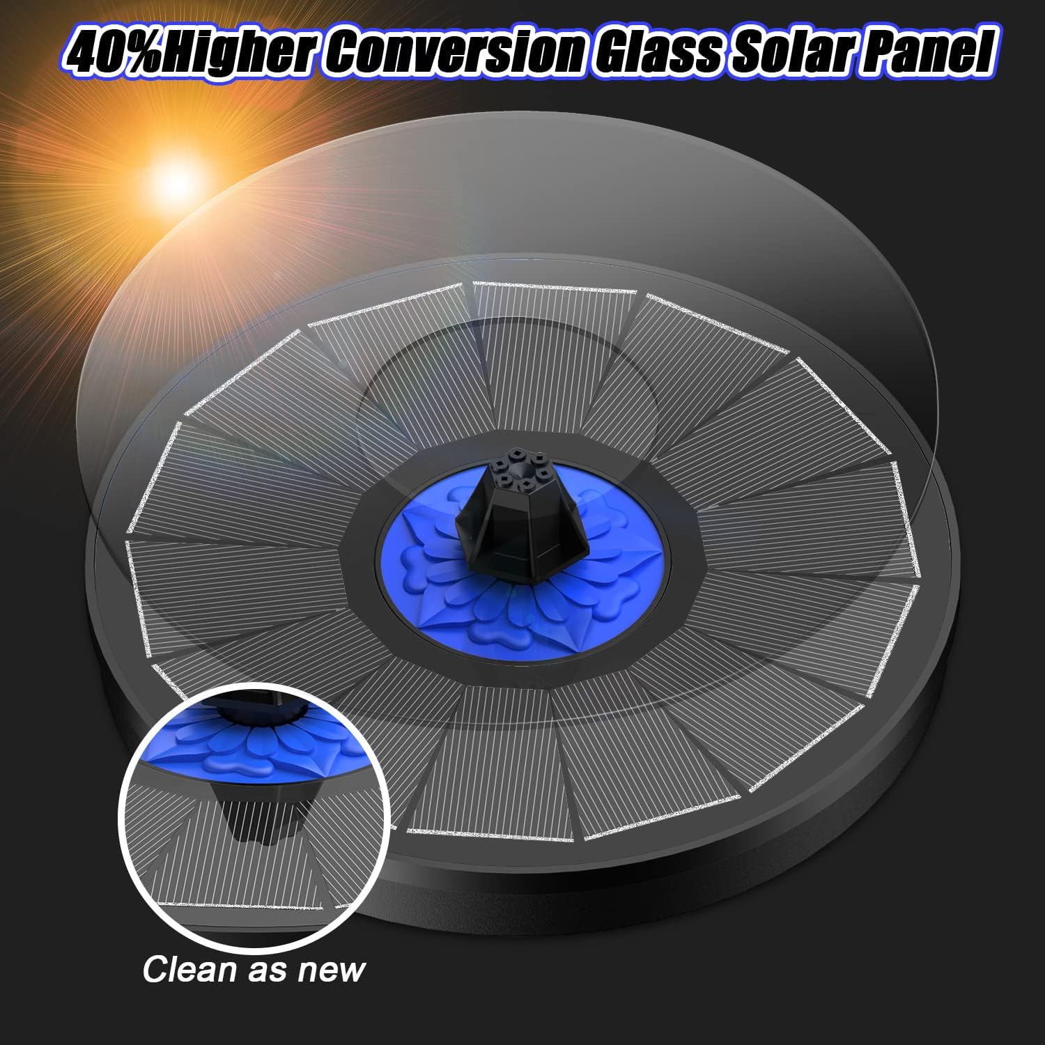 Thumbnail 1 de SZMP Solar Fountain Upgrade: 3.5W Solar-Powered Bird Bath Fountain with 7 nozzles