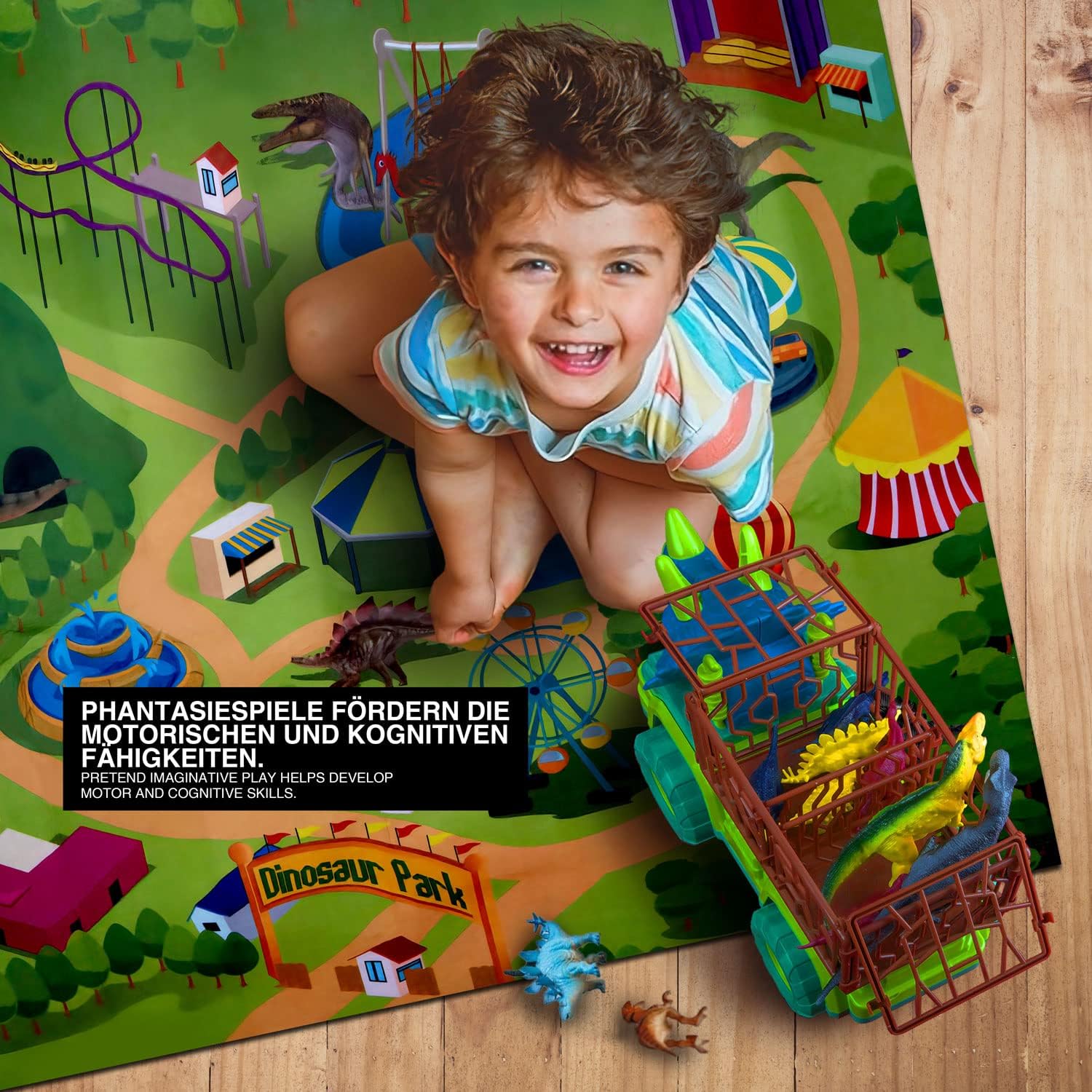 Thumbnail 3 de All Kids United Kit Dinosaure 16 Pièces – Camion militaire, Figurines et Tapis de Jeu