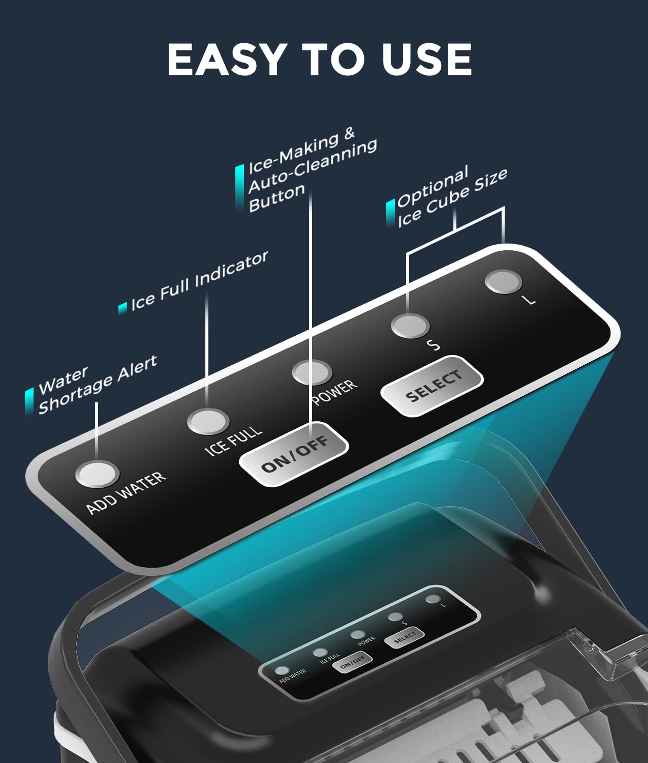 Thumbnail 6 de ecozy Ice Maker Countertop Machine (makes 9 cubes in 6 mins, up to 12KG/24H) with self-cleaning