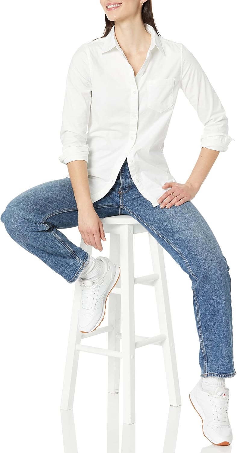 Thumbnail 3 de Amazon Essentials Damen Langärmliges Relaxed-Fit-Stretch-Oxford-Hemd (in Übergröße)