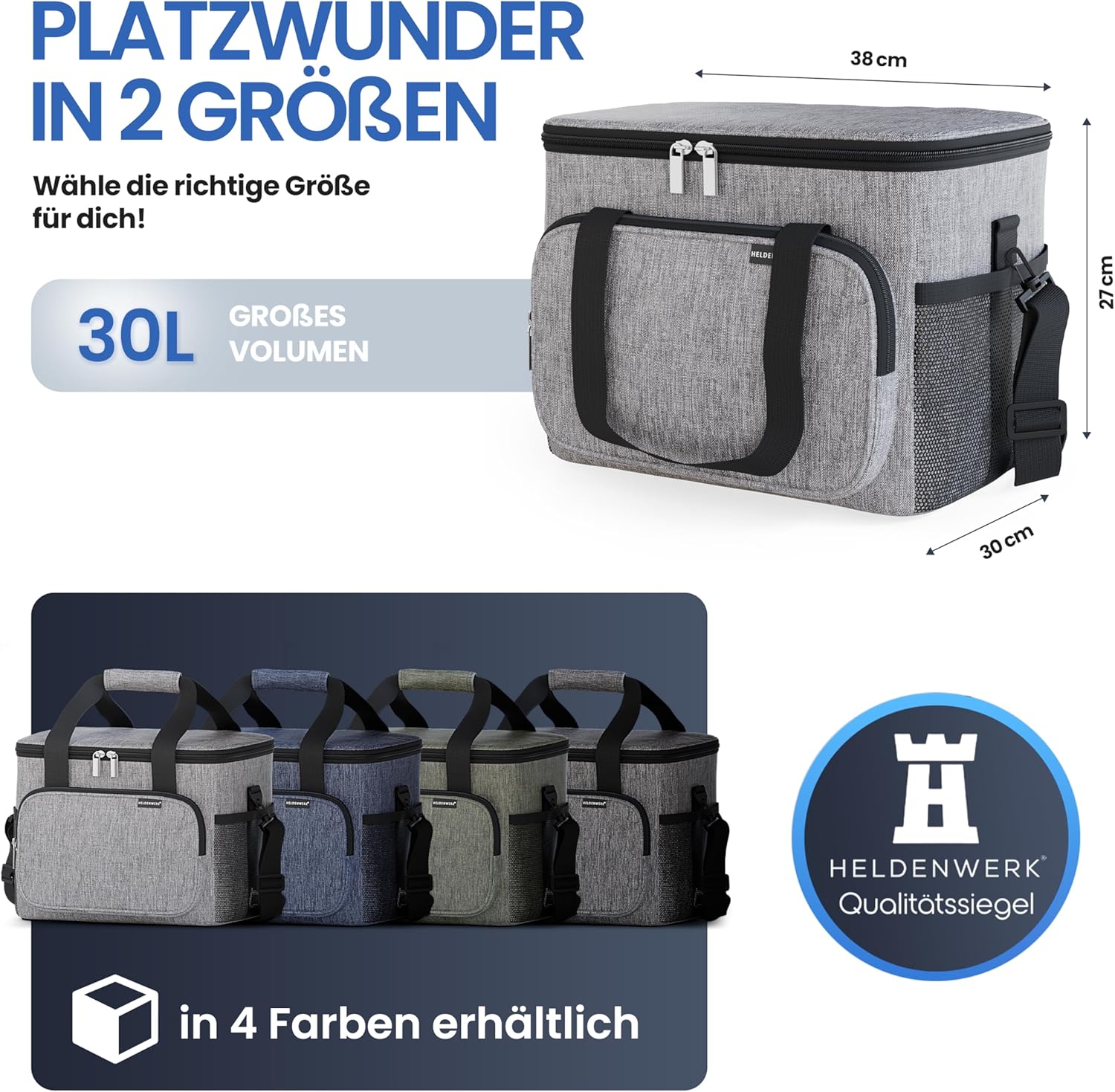 Thumbnail 4 de HELDENWERK® Kühltasche groß faltbar – 12h Kühlleistung, auslaufsicher & wasserdicht, 6 Fächer, verstärkter Boden