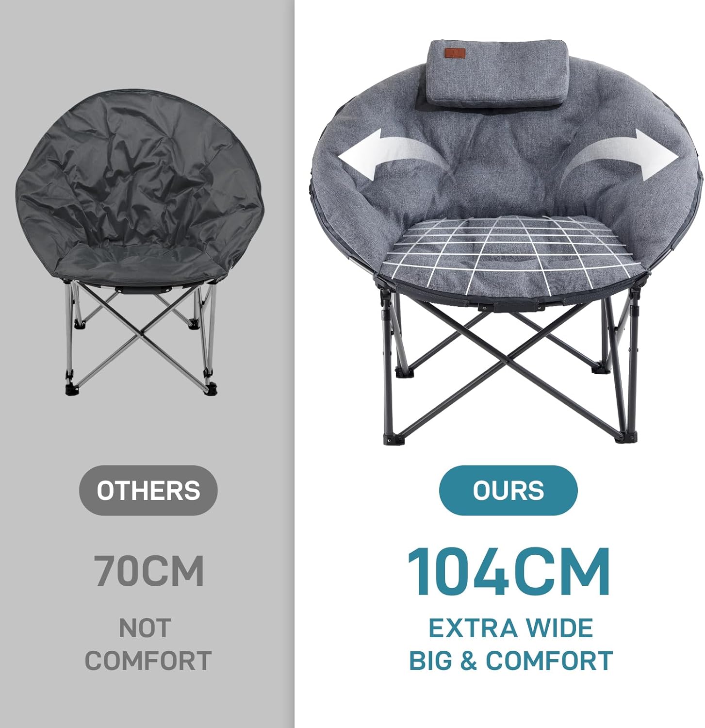 Thumbnail 3 de EVER ADVANCED XL Moon Chair for Adults with 6cm padding (supports 150kg) – light grey