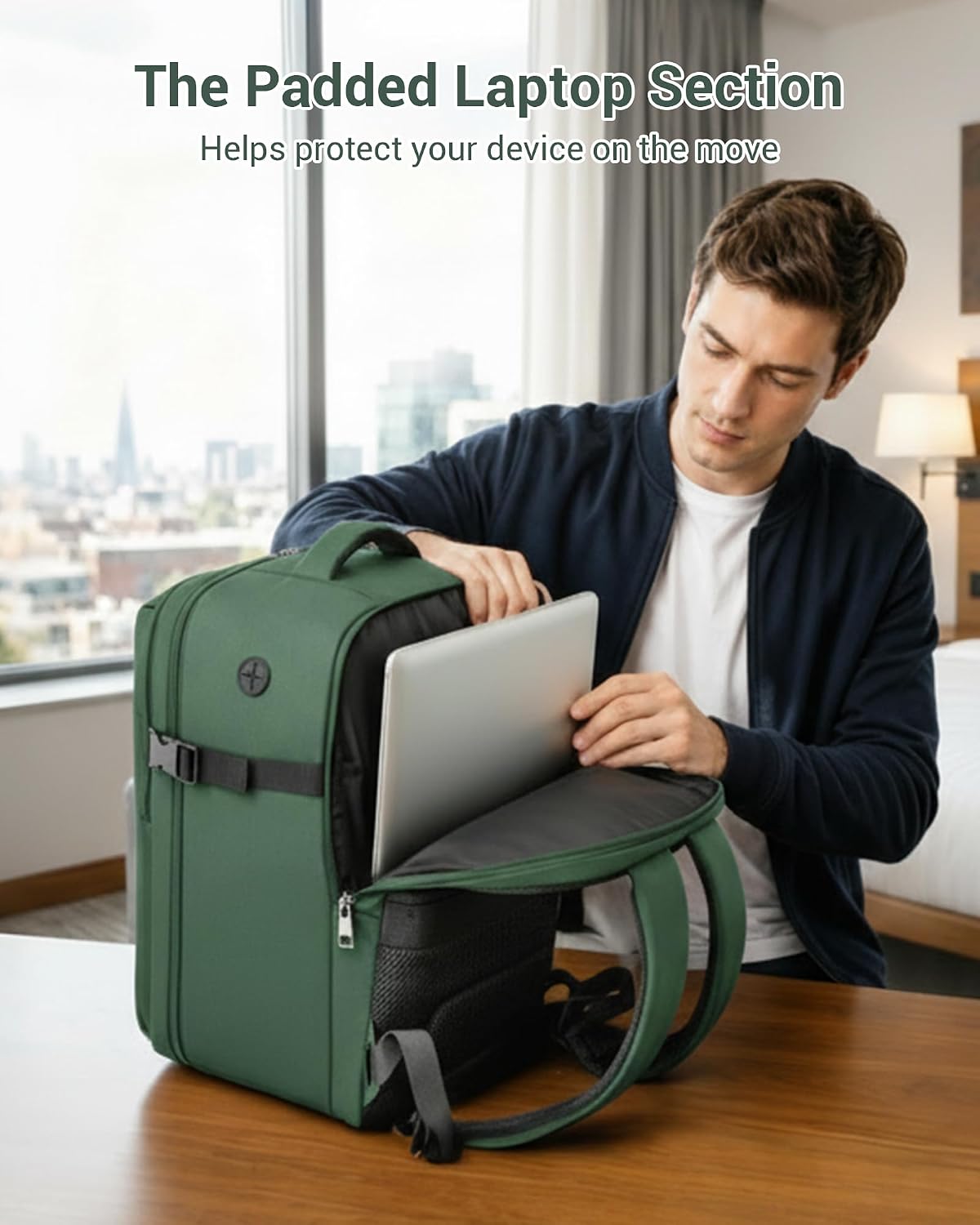 Detalle de Kono for Ryanair Cabin Bag 40x30x20: 24L Underseat Travel Backpack with 15.6" Laptop Compartment