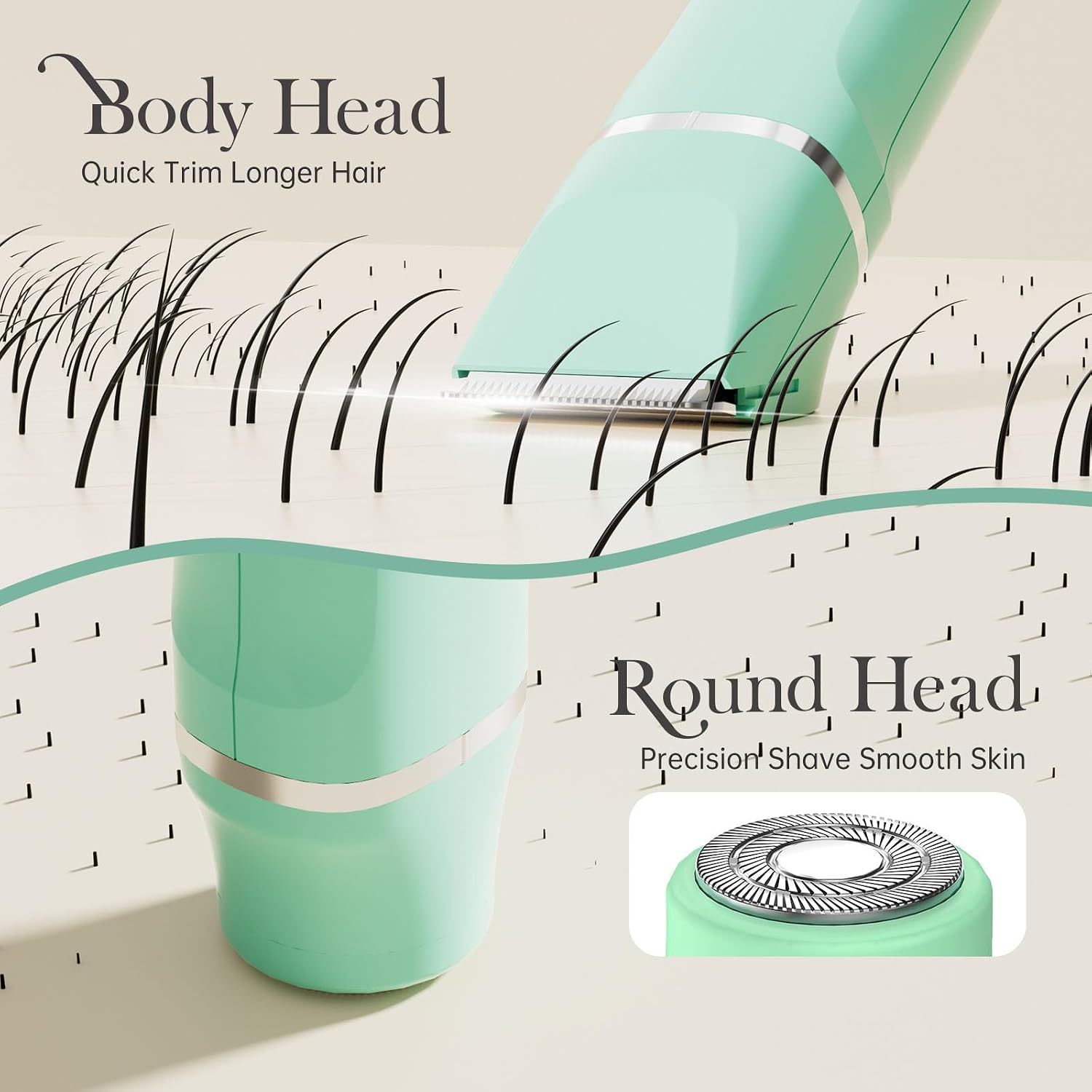 Detalle 2 de Risina Bikini Trimmer for Women: Gentle Dual-Head Electric Shaver for Private Areas