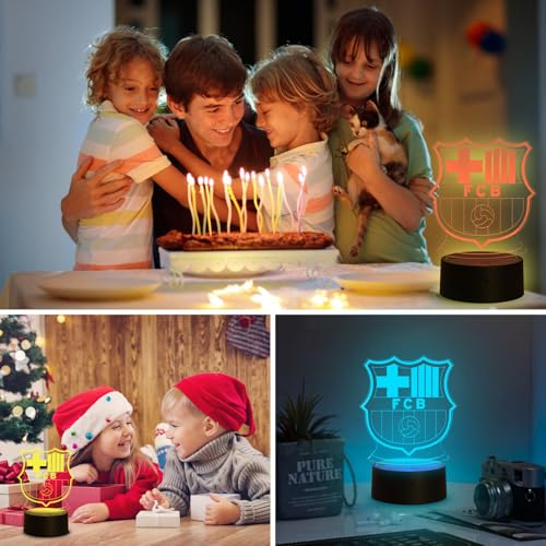 Thumbnail 5 de HooJtny Lámpara 3D Fútbol infantil con luz nocturna LED, 16 colores y mando a distancia