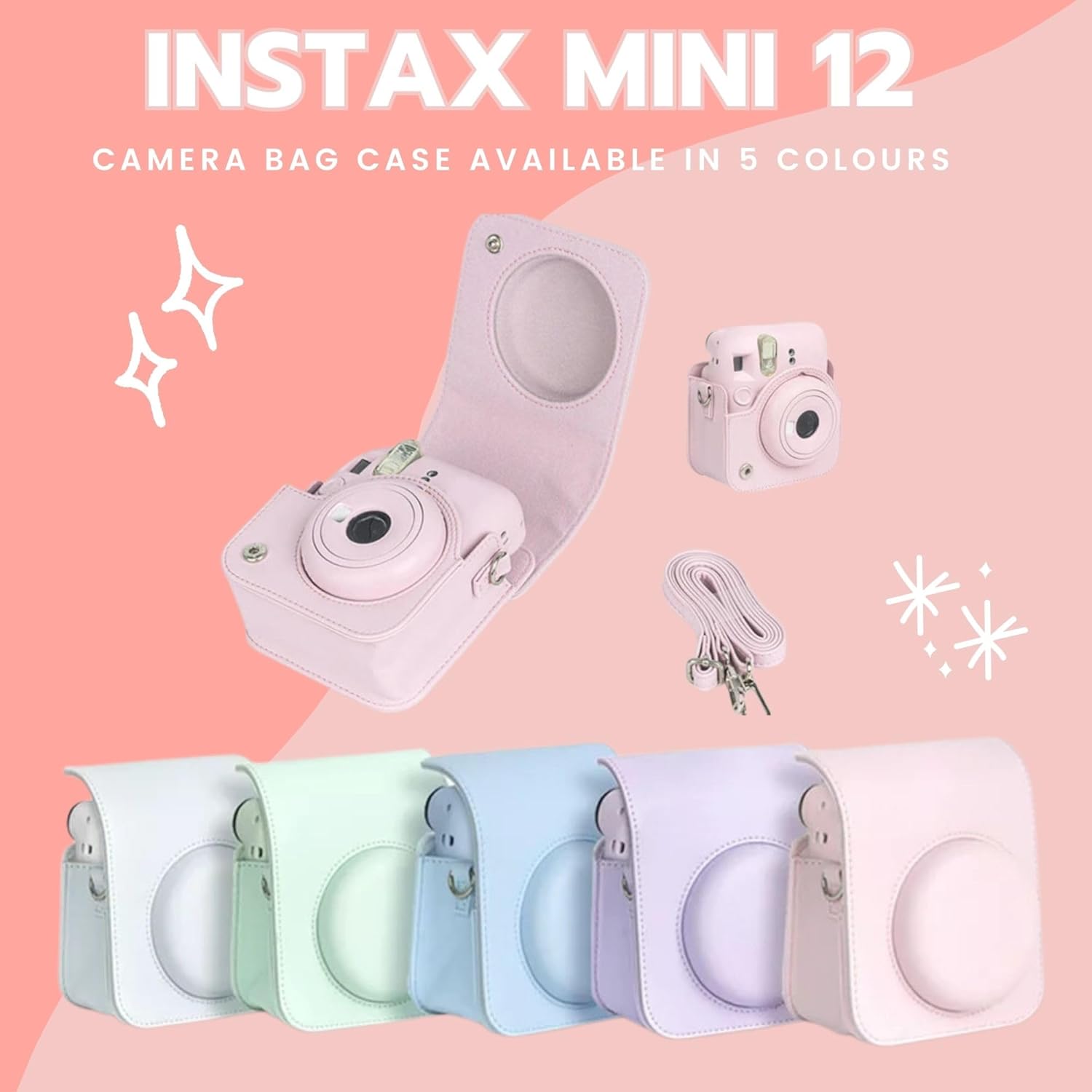 Detalle de Clikoze Instant Camera Accessories Bundle for Instax Mini 12 (Blossom Pink)