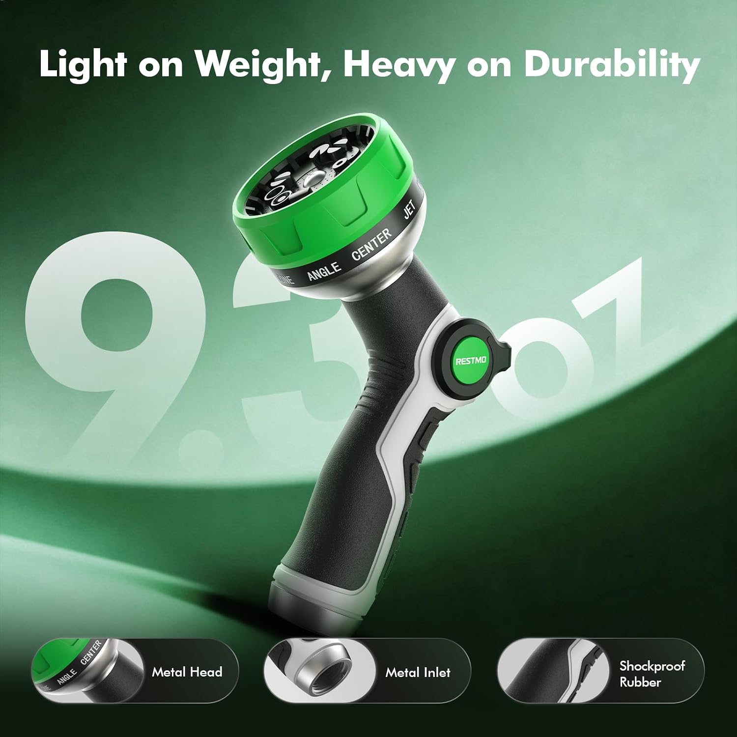 Detalle de RESTMO Garden Hose Nozzle, 10 Spray Patterns