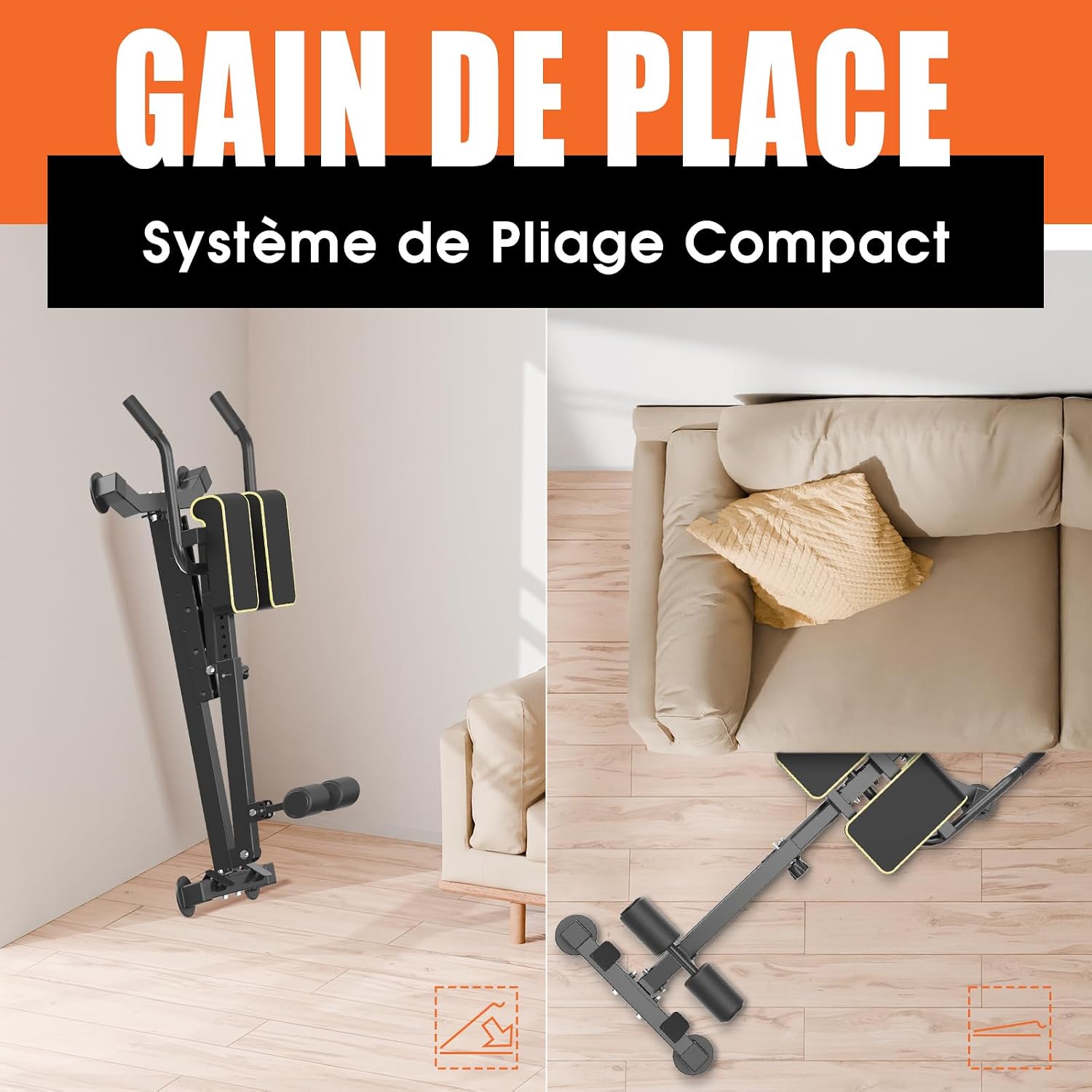 Detalle de DH FitLife Chaise romaine 5-en-1 pliable pour hyperextensions, dips et abdominaux (jusqu’à 150 kg)