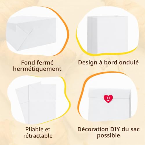 Thumbnail 5 de Eupako – Lot de 100 sacs en papier kraft, fond carré, Taille #4 (12,7 x 7,5 x 24 cm), blanc