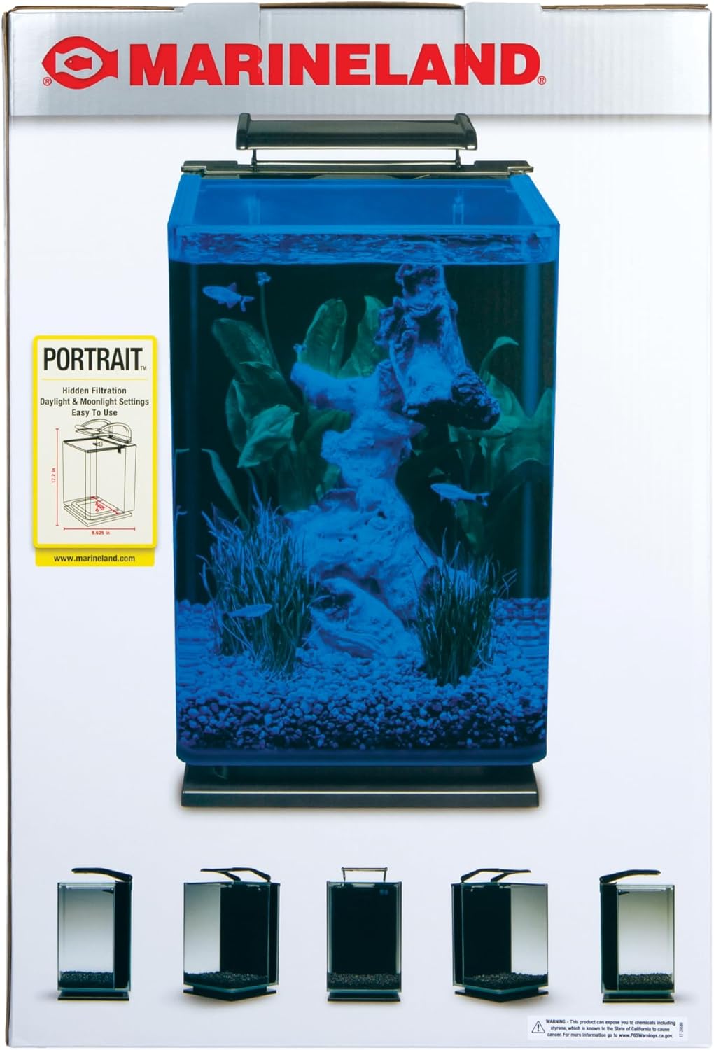 Detalle 2 de Marineland Portrait Glass LED Aquarium Kit, 5 Gallons, Hidden Filtration, Black