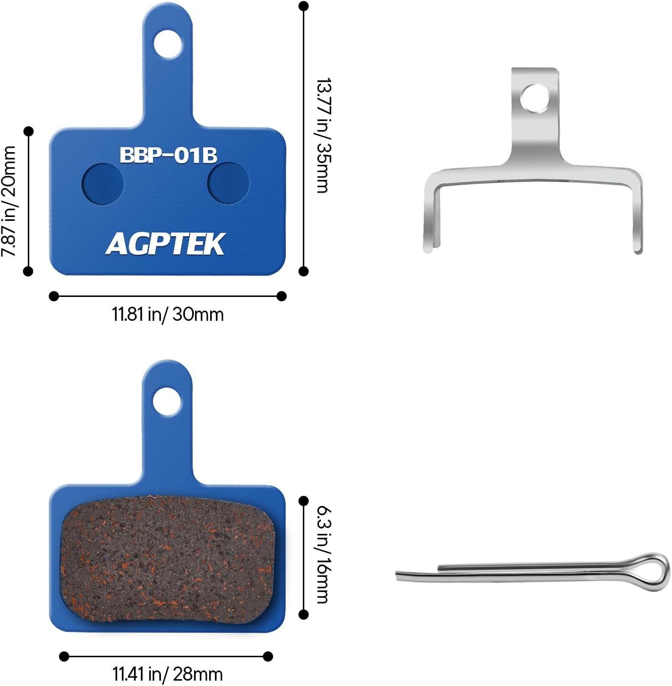 Thumbnail 4 de AGPTEK 4X Bremsbeläge für Scheibenbremsen (4 Stück) – semimetallisch für Mountainbike