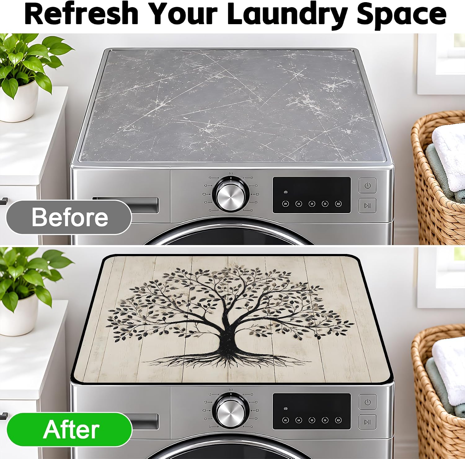 Thumbnail 3 de NYZE XYJD-002 Washer and Dryer Top Mat, Non-Slip, Waterproof, Tree of Life