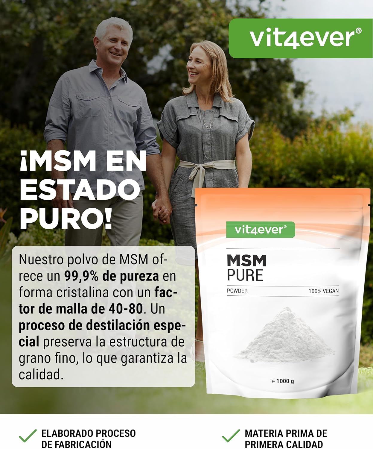 Detalle 2 de MSM en Polvo 1 kg 99,9% Metilsulfonilmetano