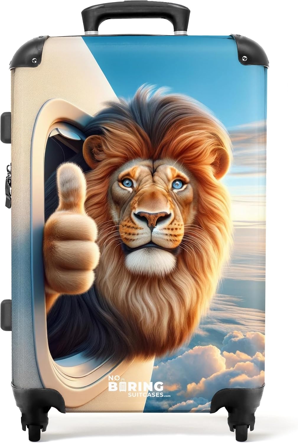 Detalle de NoBoringSuitcases.com Valigia Bambini Leone dorato-marrone con serratura TSA, 67 cm e 72 L