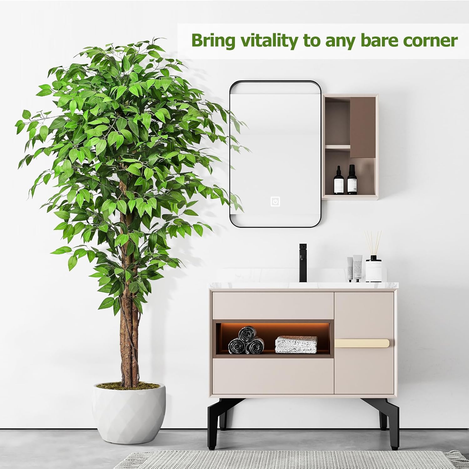 Detalle 2 de Keeplush RSCZ3-180 Artificial Ficus Tree, 74-Inch with Curved Trunks