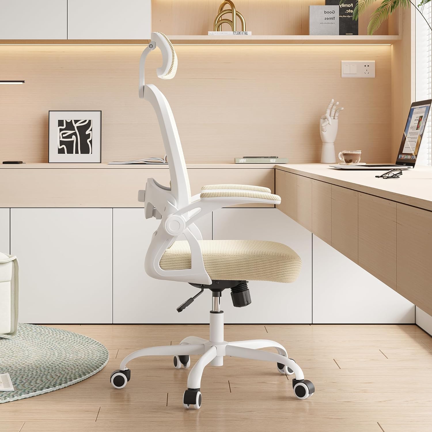 Thumbnail 3 de Farini Höhenverstellbarer Schreibtischstuhl mit Armlehnen – Ergonomischer Office Chair Khaki