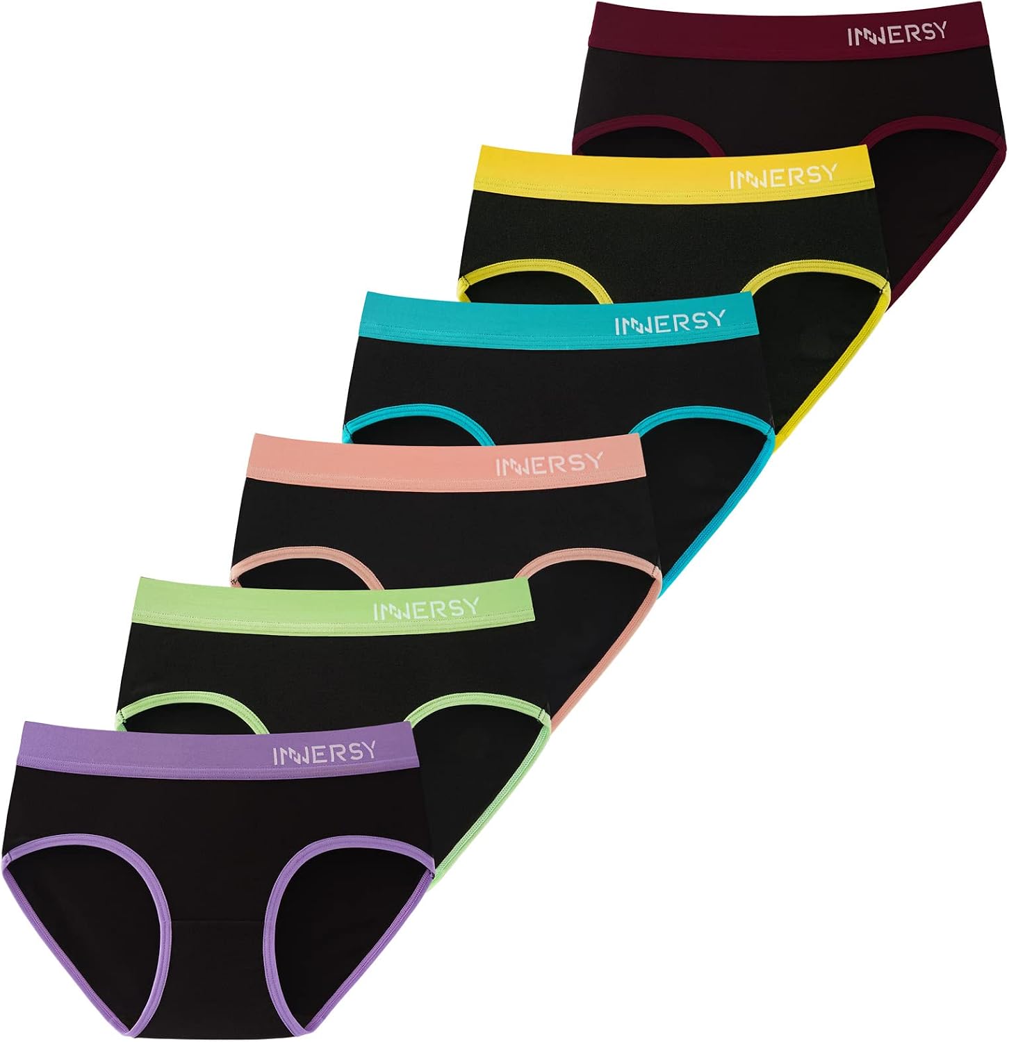 Detalle de INNERSY Unterhosen Teenager Mädchen (8–16) Baumwolle im 6er-Pack – weiche Slips für Alltag & Sport