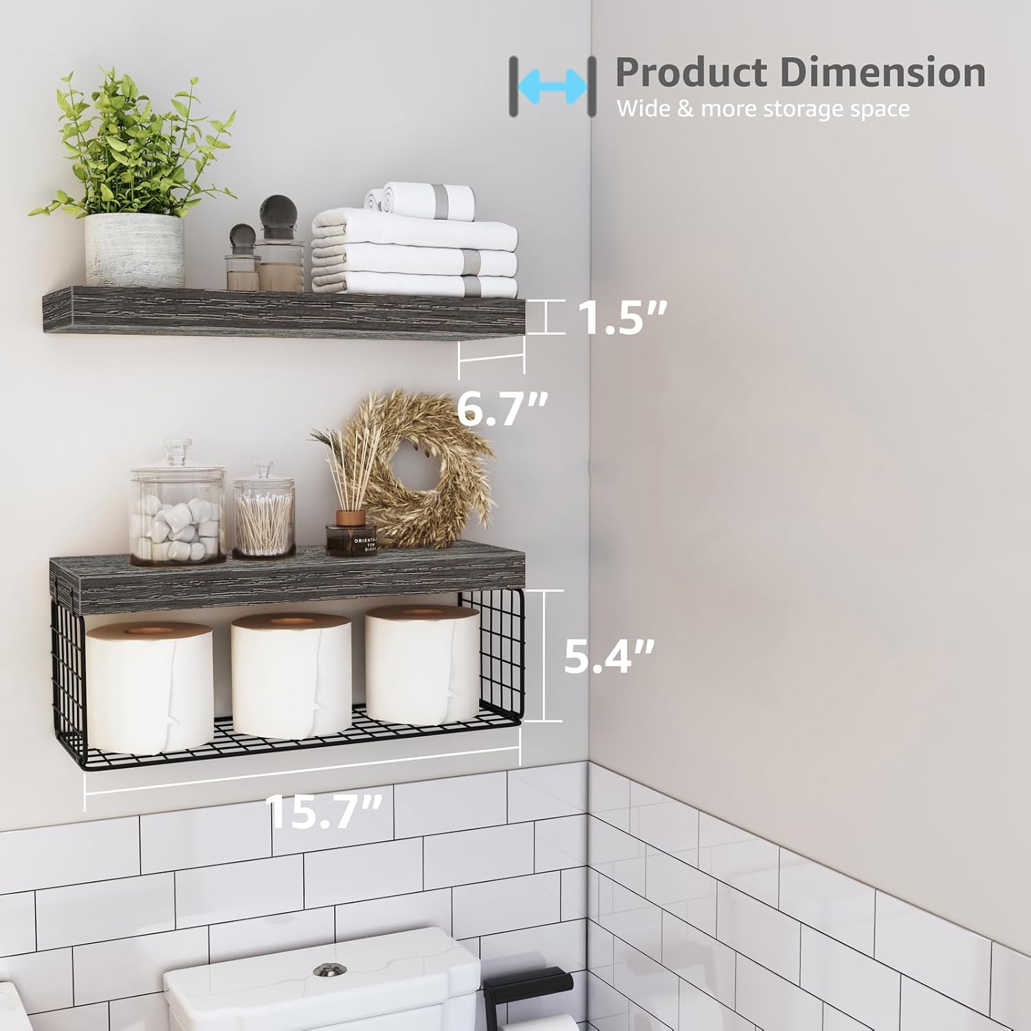 Detalle de QEEIG Bathroom Shelves, 15.7-inch