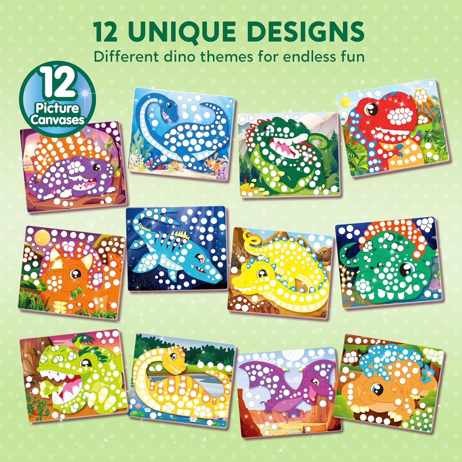 Thumbnail 1 de Klever Kits Dinosaur Dot Art Kit for Kids