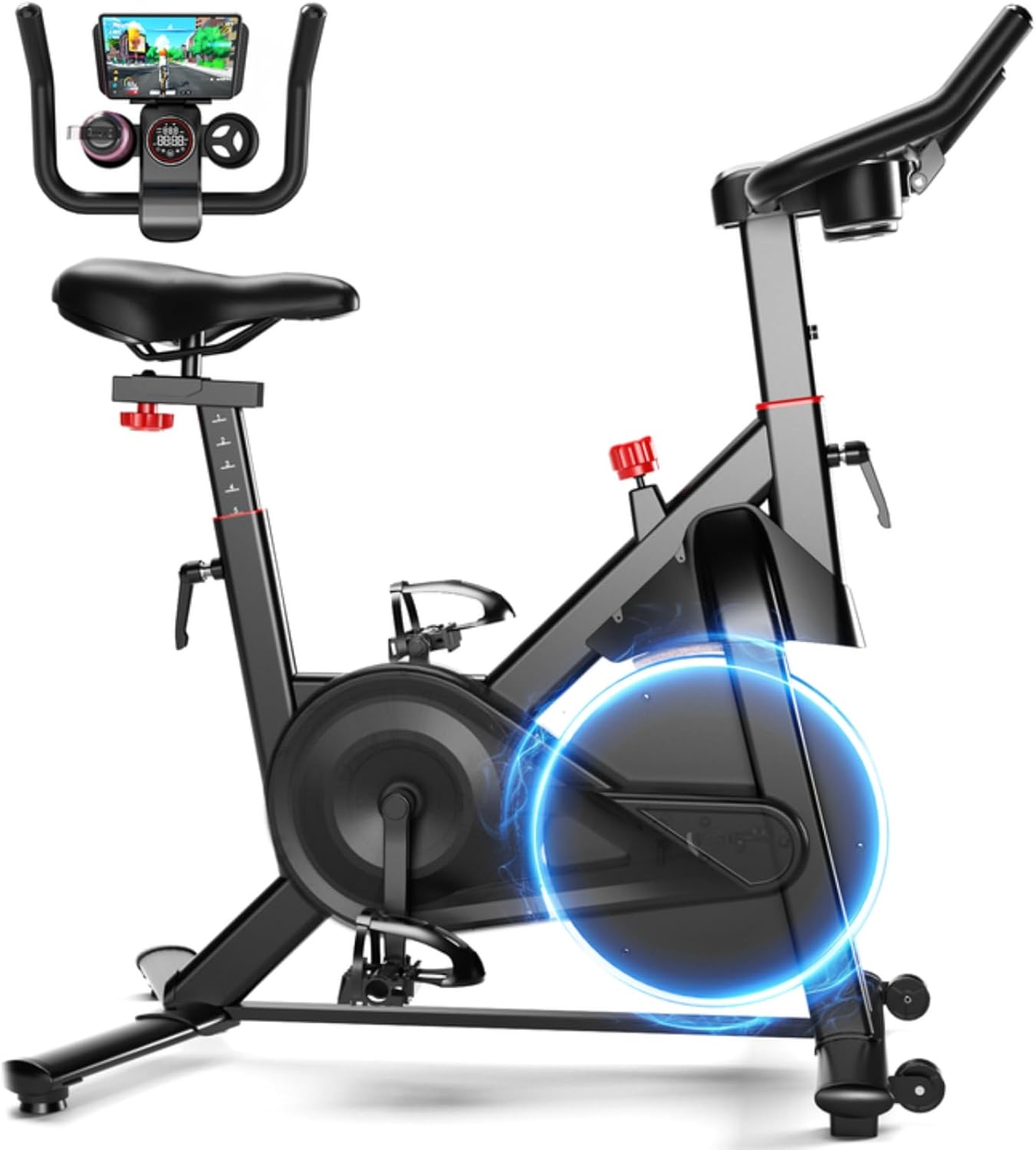 Lacuffy indoor cycling exercise bike with LCD, app support and 136 kg weight capacity