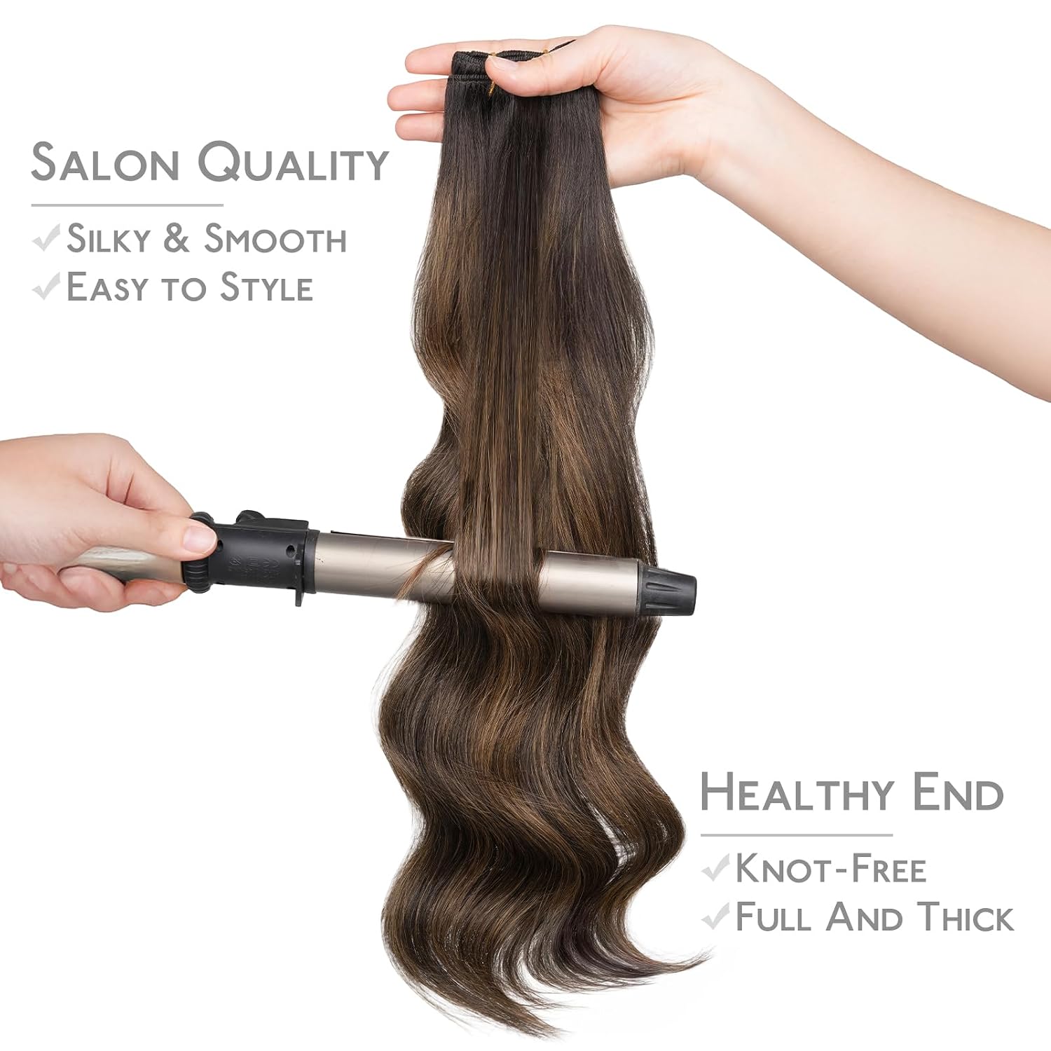 Thumbnail 6 de WENNALIFE Sew In Hair Extensions: Real Human Hair, 24'', Thick & Invisible Weft