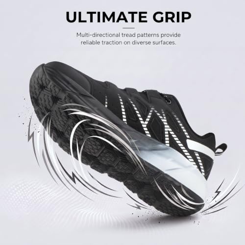 Detalle de Hitmars Baskets Homme Chaussures de Sport la molette Légères Noir Blanc - 42