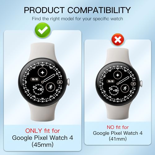Thumbnail 1 de Diruite 3 Pezzi Cover per Google Pixel Watch 4 45mm – Protezione in vetro temperato 9H e PC, Nero/Argento+Trasparente