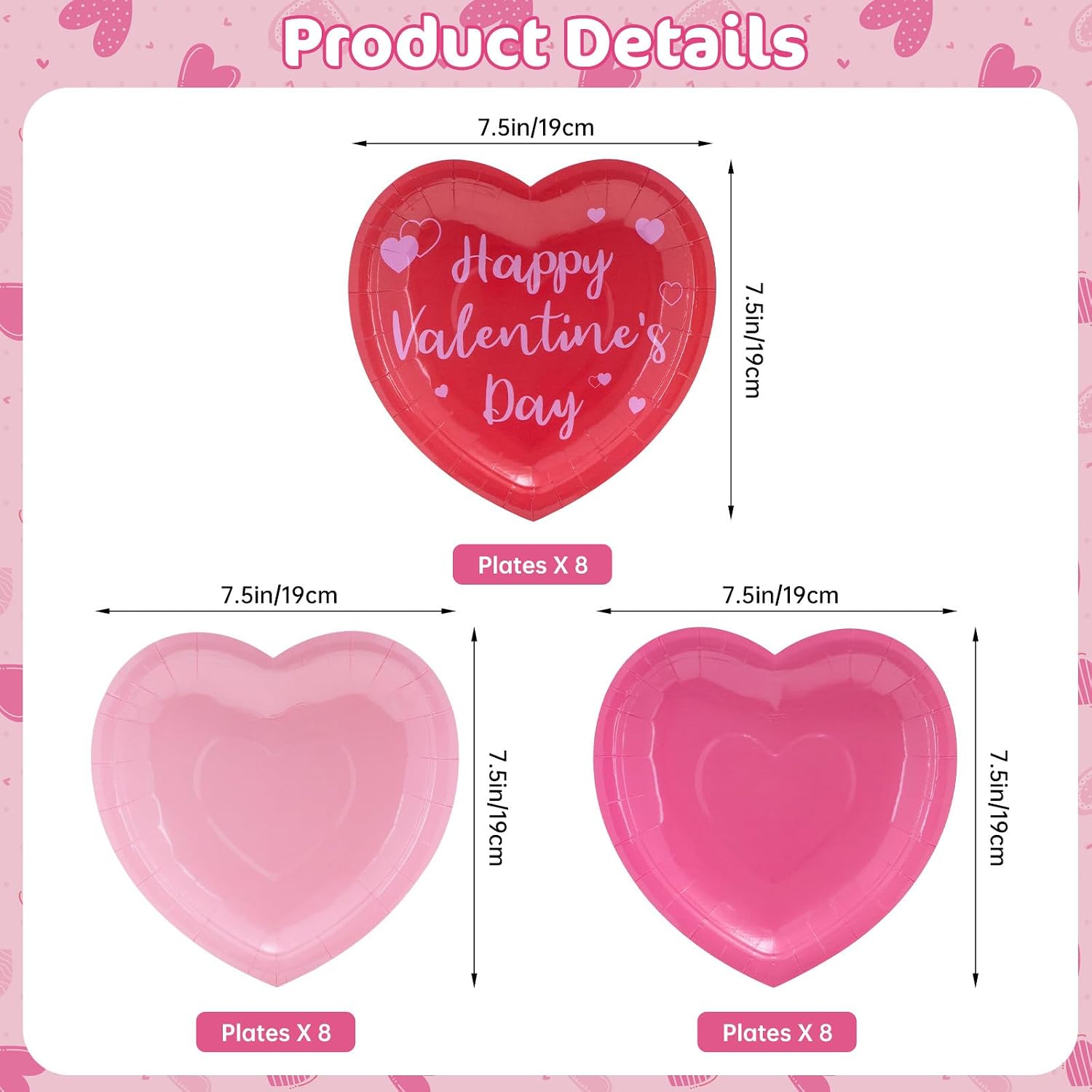 Detalle 1 de Happy Valentine's Day Plates 24 pcs 🍽