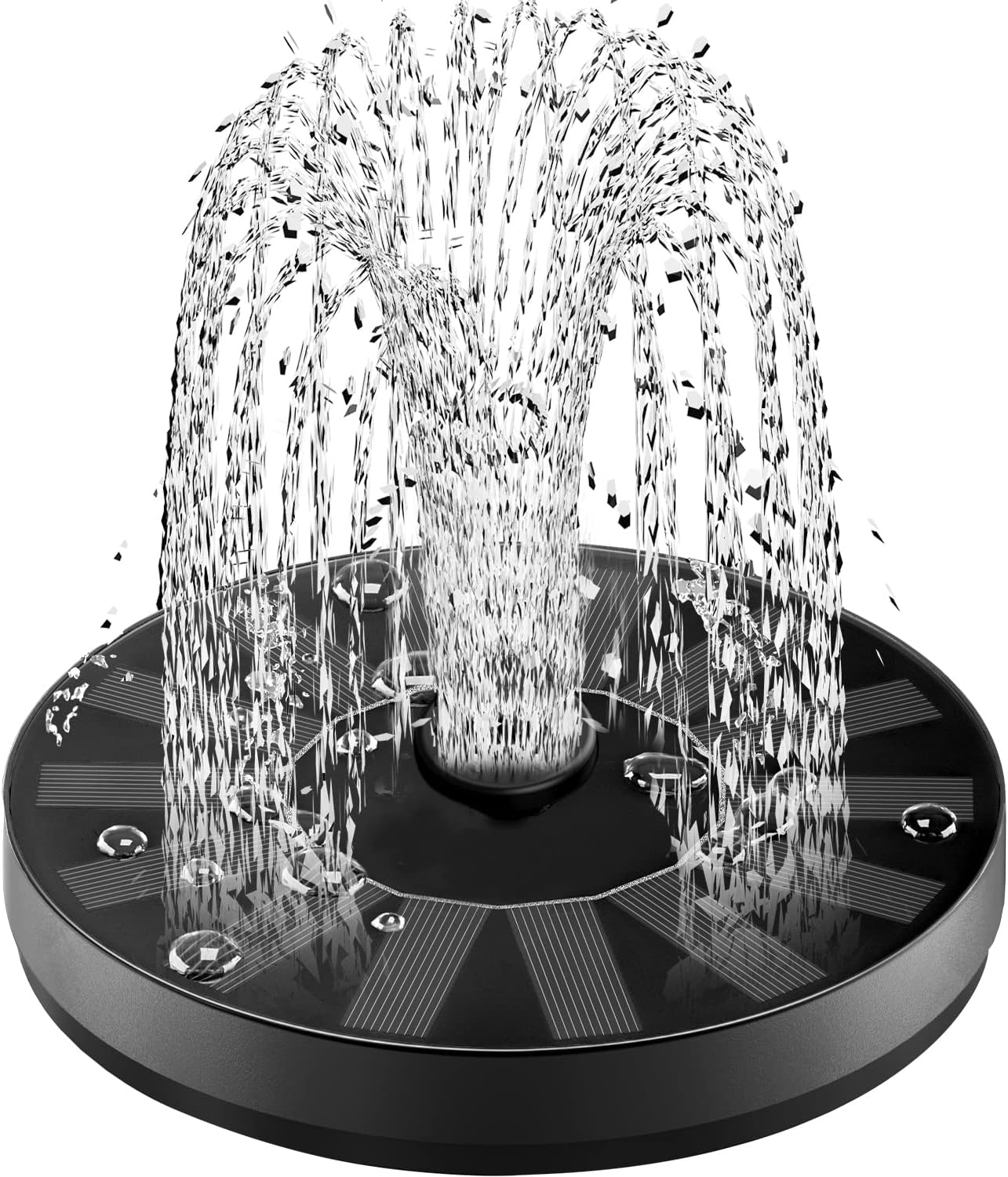 SZMP Solar-Teichpumpe Springbrunnen mit Glas-Solarkollektor, 7 Düsen & 4 Fixrohren