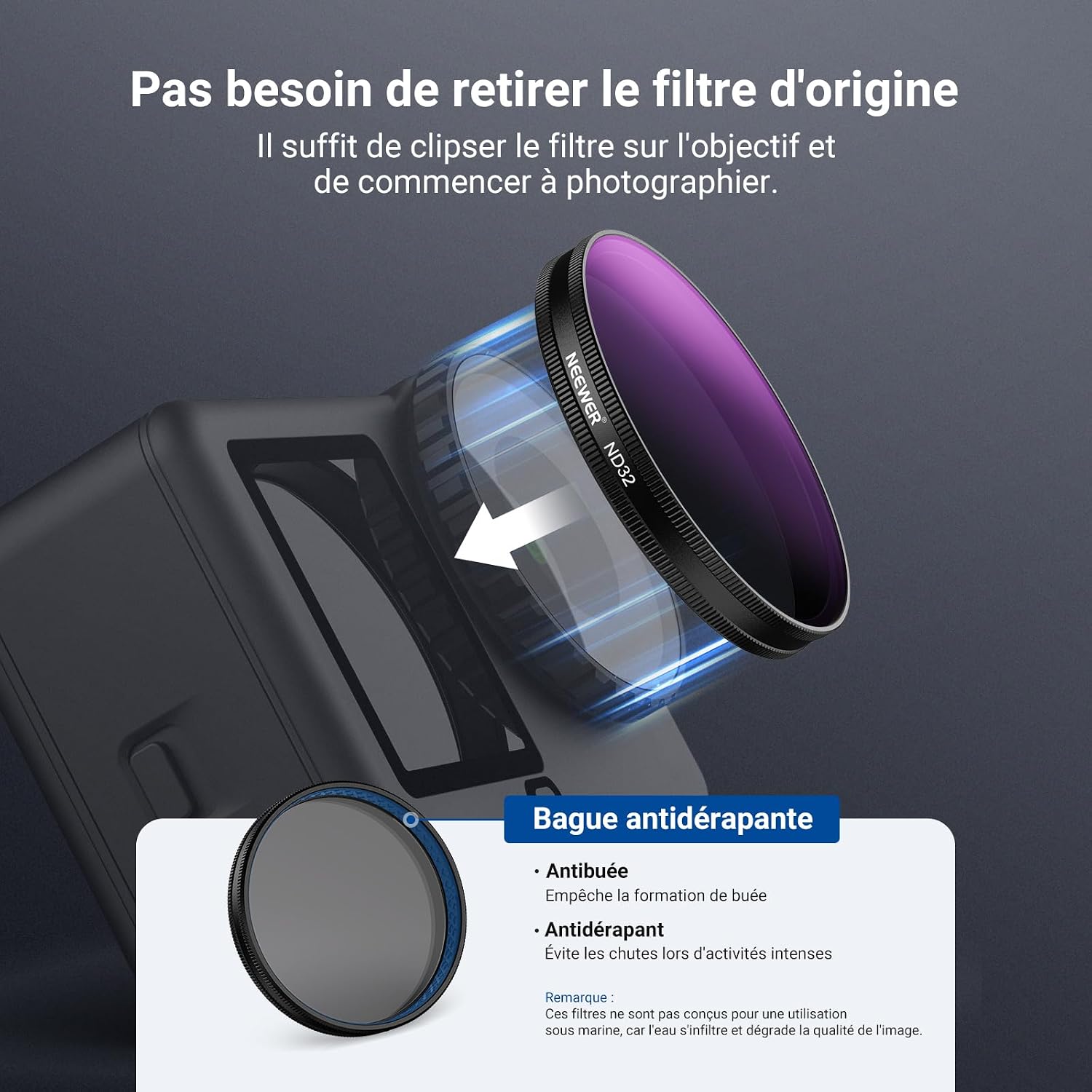 Thumbnail 6 de Kit NEEWER CPL + ND pour DJI Osmo Action 6 (ND8/16/32/64/1000) avec filtre polarisant réglable FL-B2