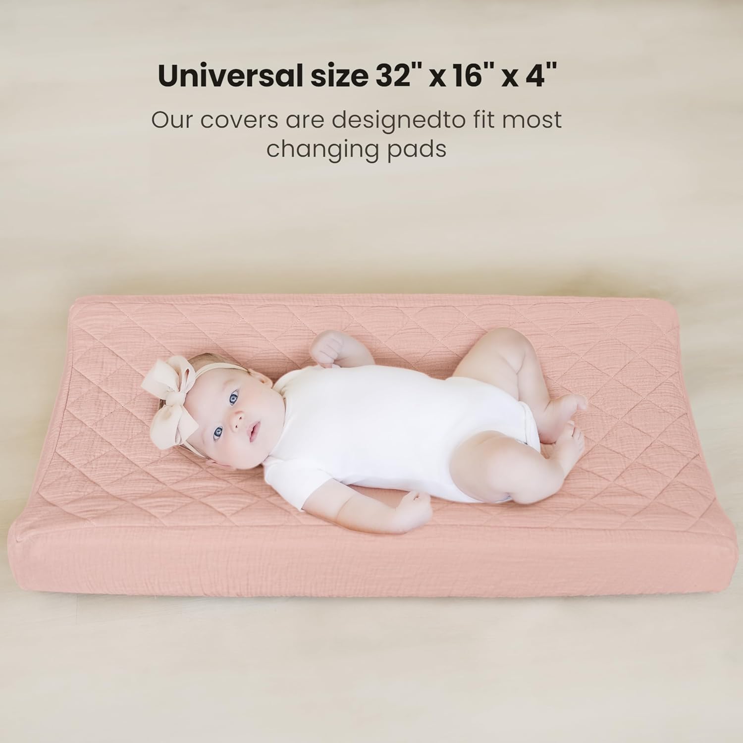 Detalle 2 de Konssy Quilted Muslin Changing Pad Covers 32 x 16 in