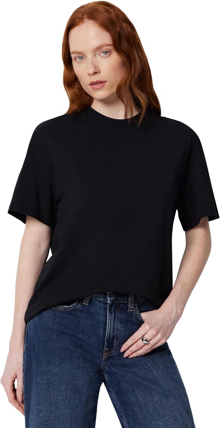 Detalle de Amazon Essentials Damen Oversized Shirt mit Rundhalsausschnitt – Kurzarm, Übergröße