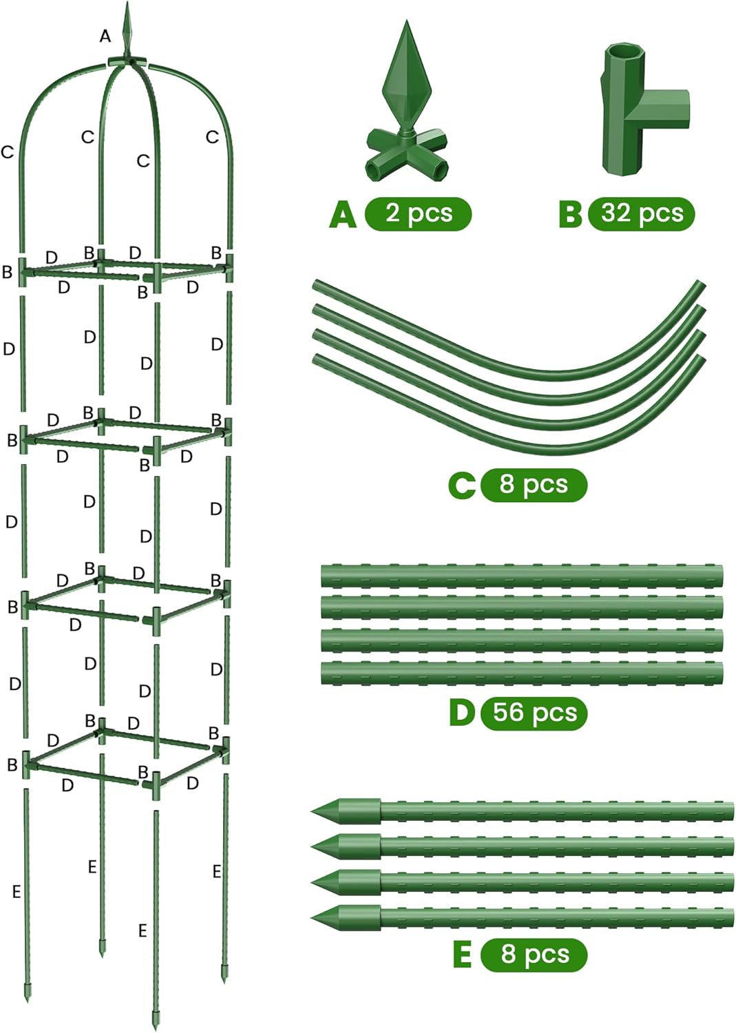 Thumbnail 5 de Garden Obelisks Trellis for Climbing Plants – 1.8m Height, Metal Rustproof Support